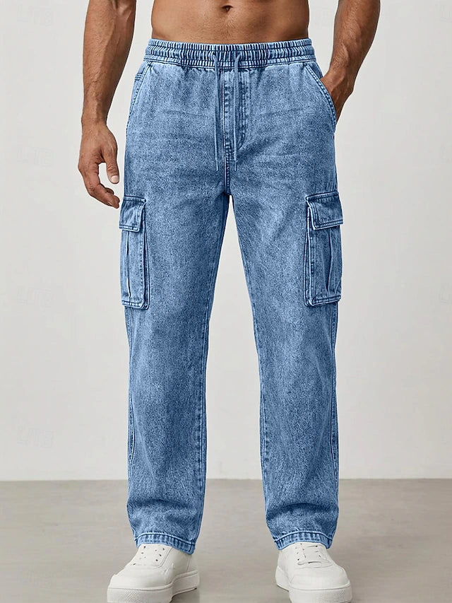 Pantalón Cargo Acid Wash Urban Fit - Azul