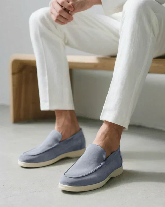 Mocasines de ante confort - Azul niebla