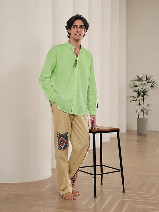 Camisa Linen Core de Manga Larga - Verde