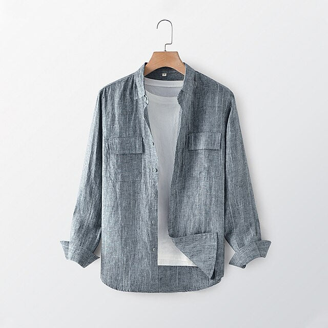 Camisa Stripe Sheer Core de Manga Larga - Gris