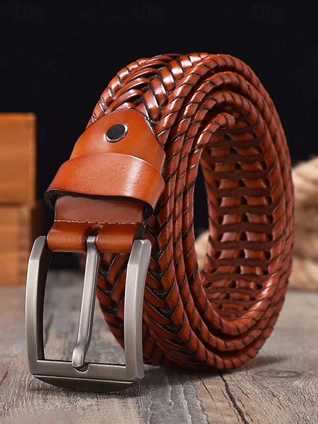 Cinturón Trenzado de Piel Heritage - Marrón