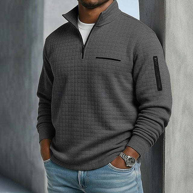 Polo Waffle Quarter Zip Active Field - Gris oscuro