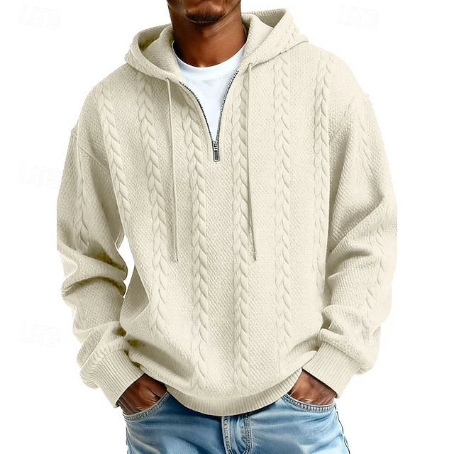Sudadera con Capucha Jacquard Quarter Zip Haven - Adamascado