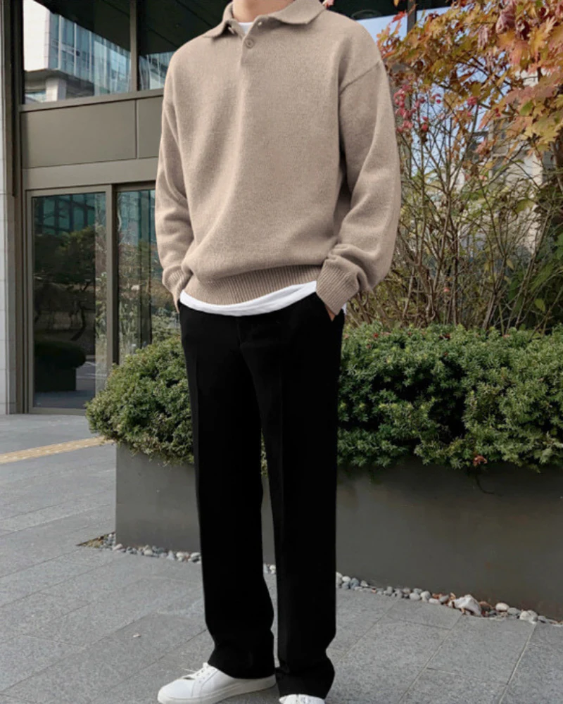 Suéter Polo de Lana – Beige