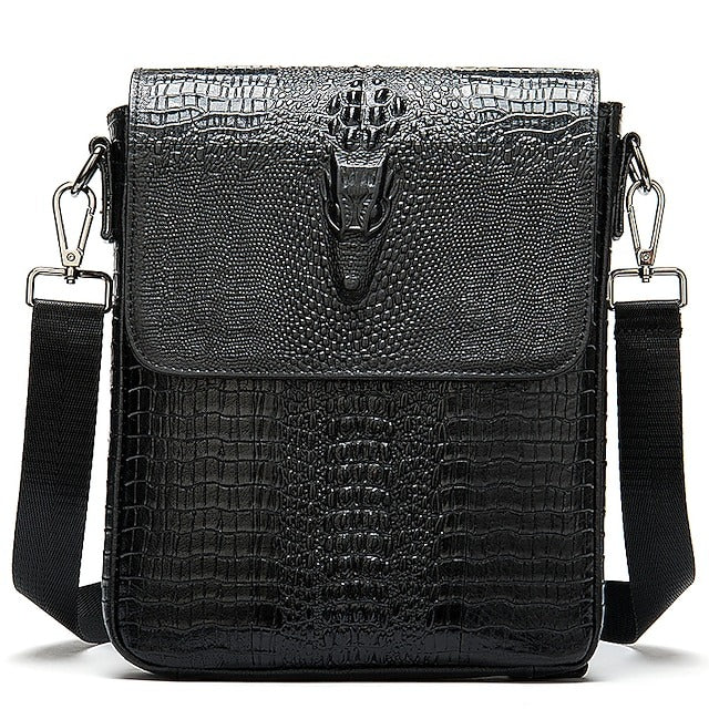 Bolsa Cruzada de Cuero Genuino - Negro