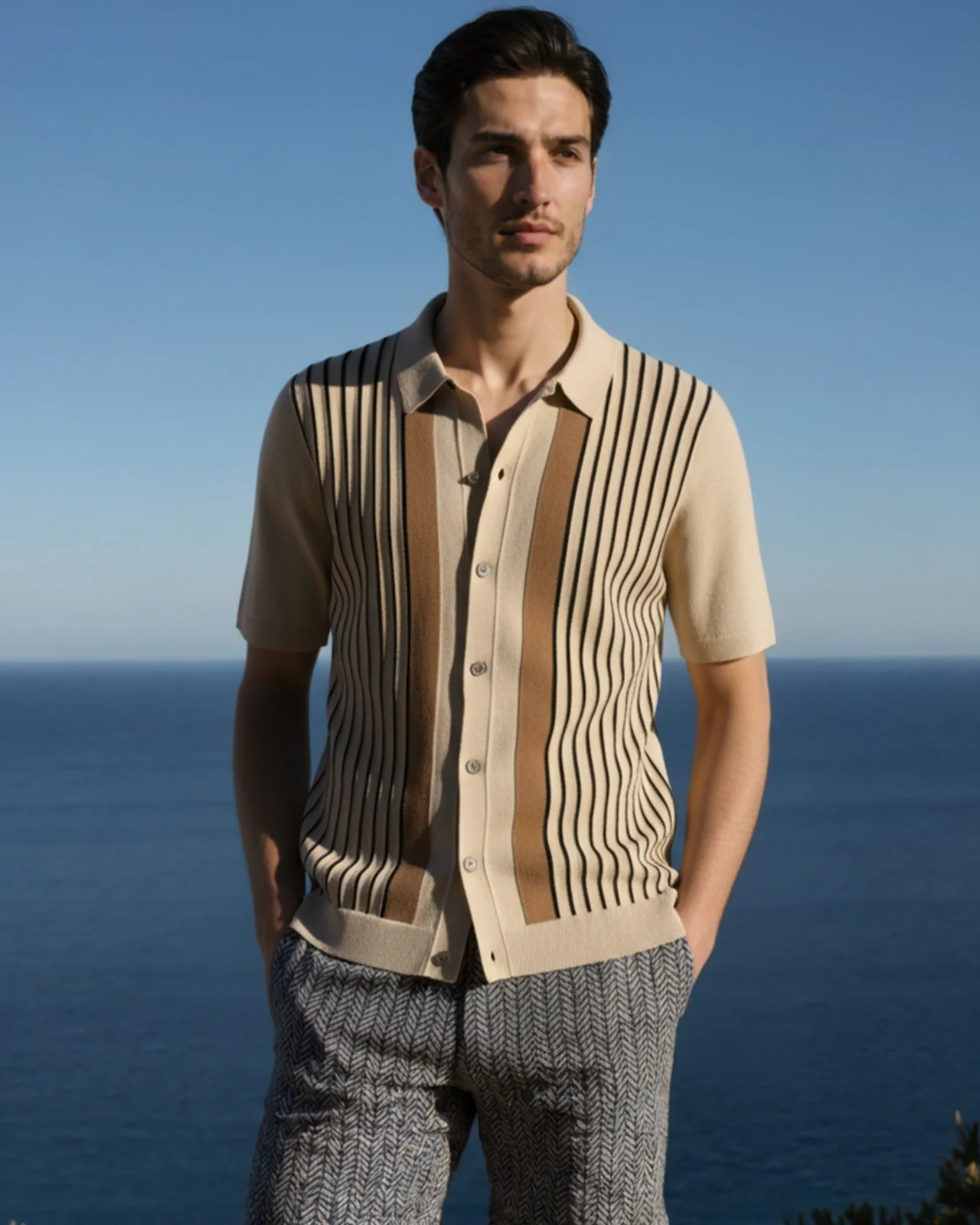 Polo de Punto Clásico de Rayas