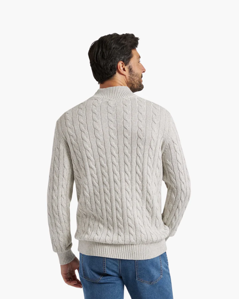 Suéter de punto trenzado con cremallera Verbier Heritage - Gris claro