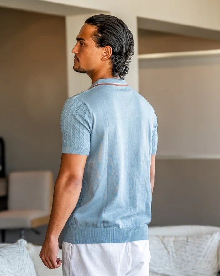 Polo de Punto Espiga – Gris Azulado