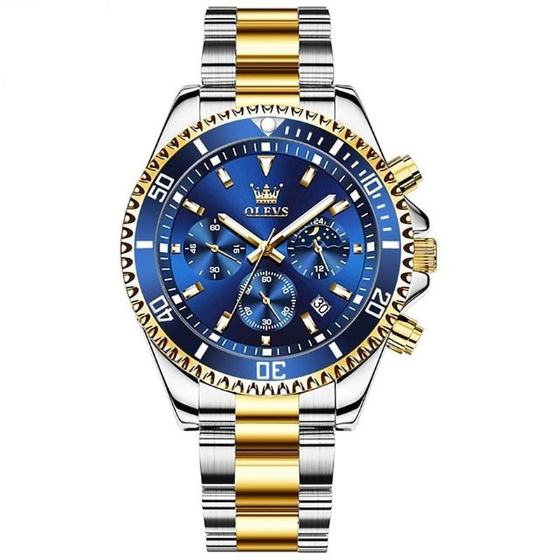 Reloj Cronógrafo Deportivo - Azul/Dorado