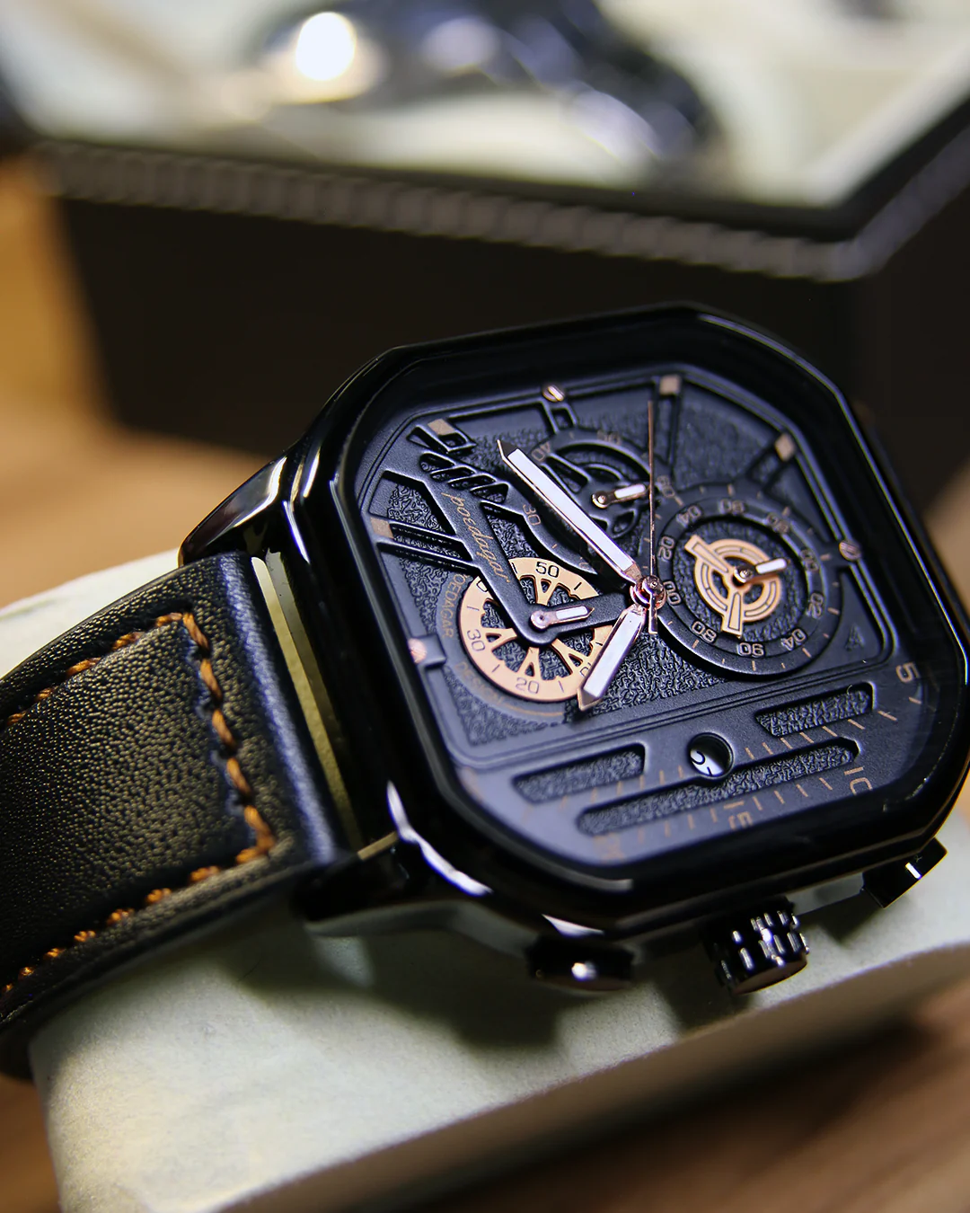 Reloj Cronógrafo Cuadrado Apex – Negro