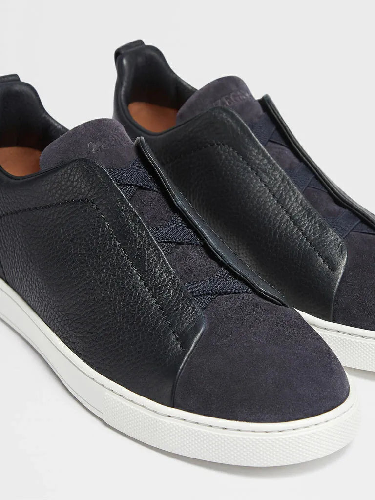 Triple Stitch Negro Cuero/Gamuza Zapatillas