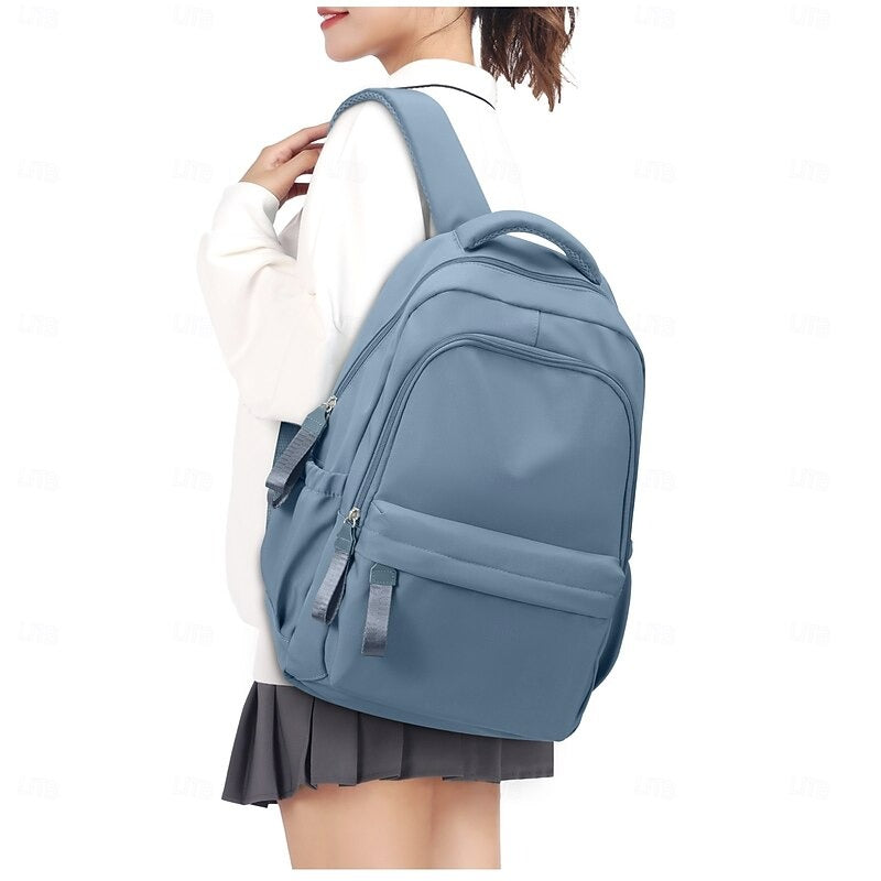 Mochila de Nylon con Cierre - Azul