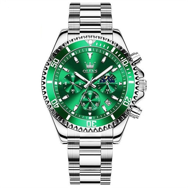 Reloj Cronógrafo Deportivo - Verde/Plata