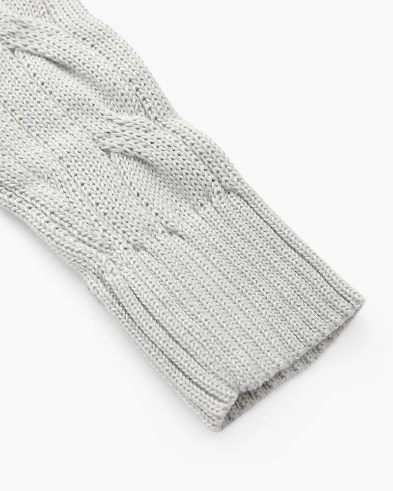 Suéter de punto trenzado con cremallera Verbier Heritage - Gris claro