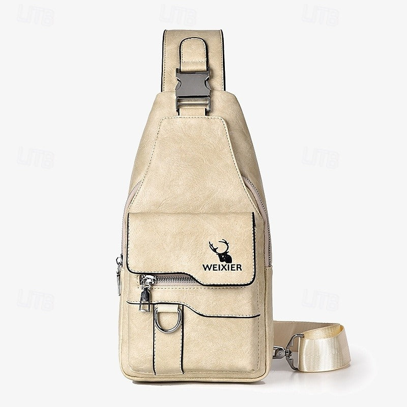 Bolsa de Cuero Sintético con Cierre - Gris