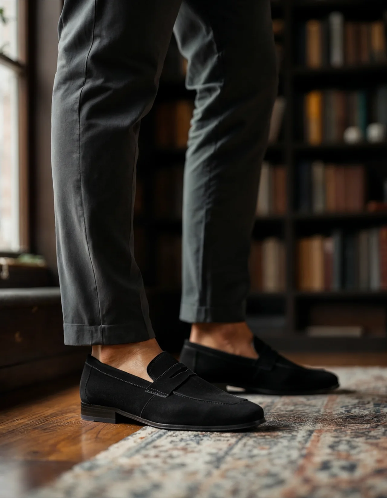 Mocasines clásicos de ante - Negro