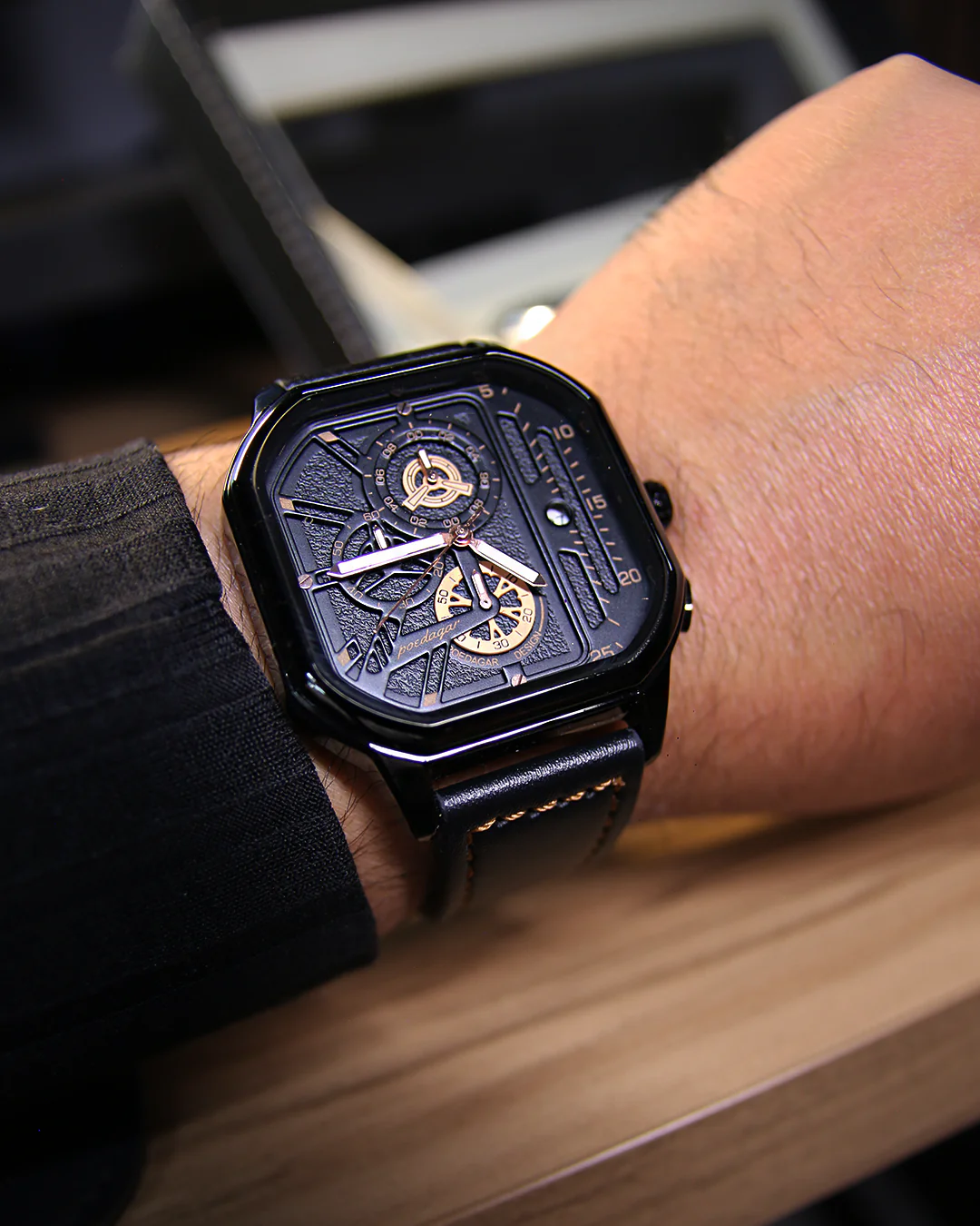 Reloj Cronógrafo Cuadrado Apex – Negro