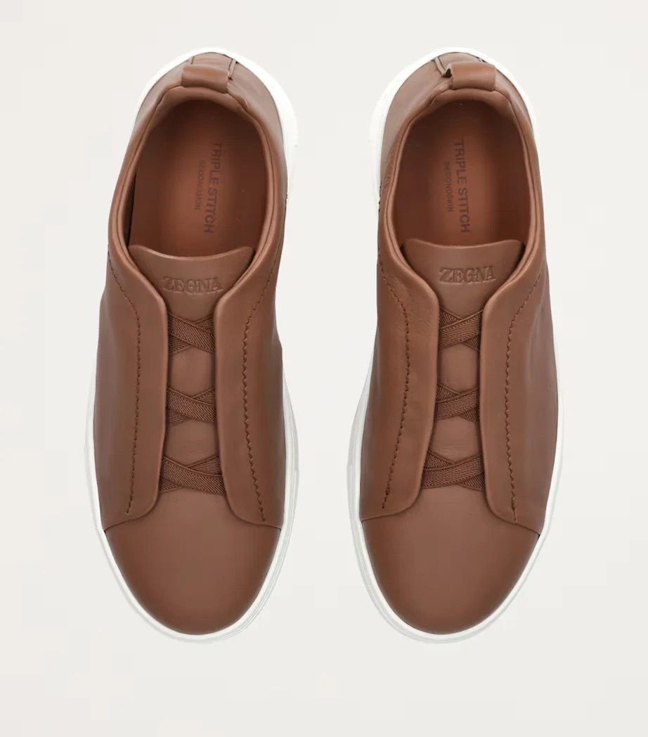Triple Stitch Marrón Cuero Zapatillas
