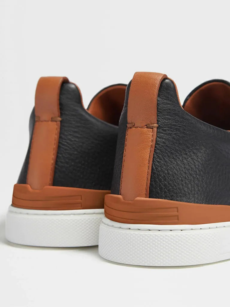 Triple Stitch Lana Cuero Zapatillas - Back/Beige