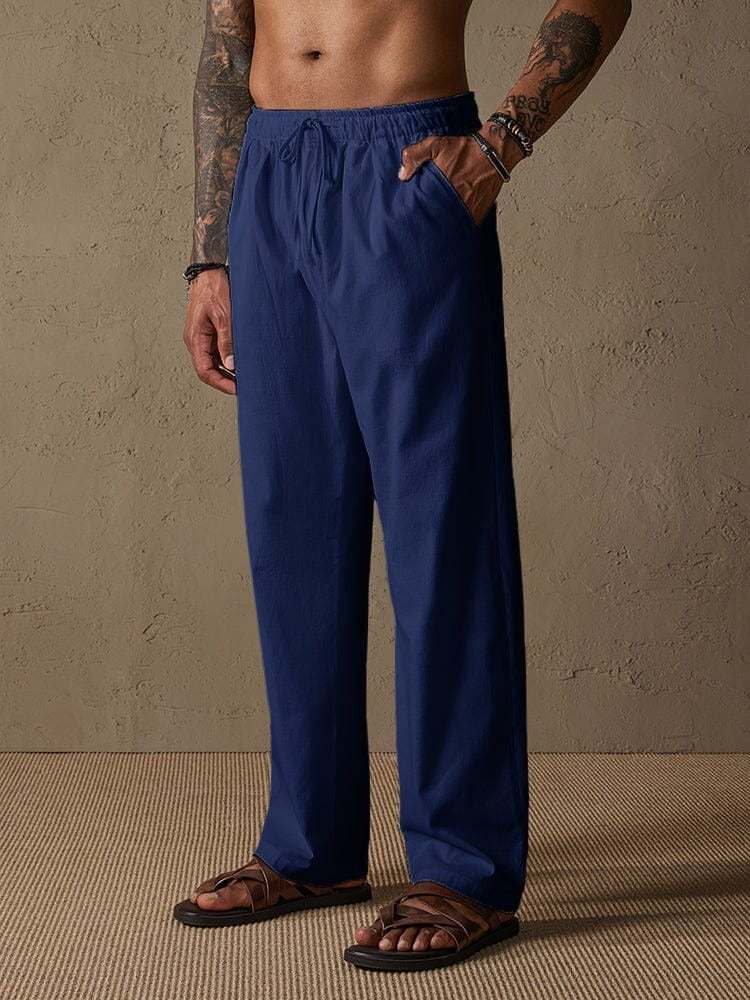 Pantalones de Lino con Cordón - Verde