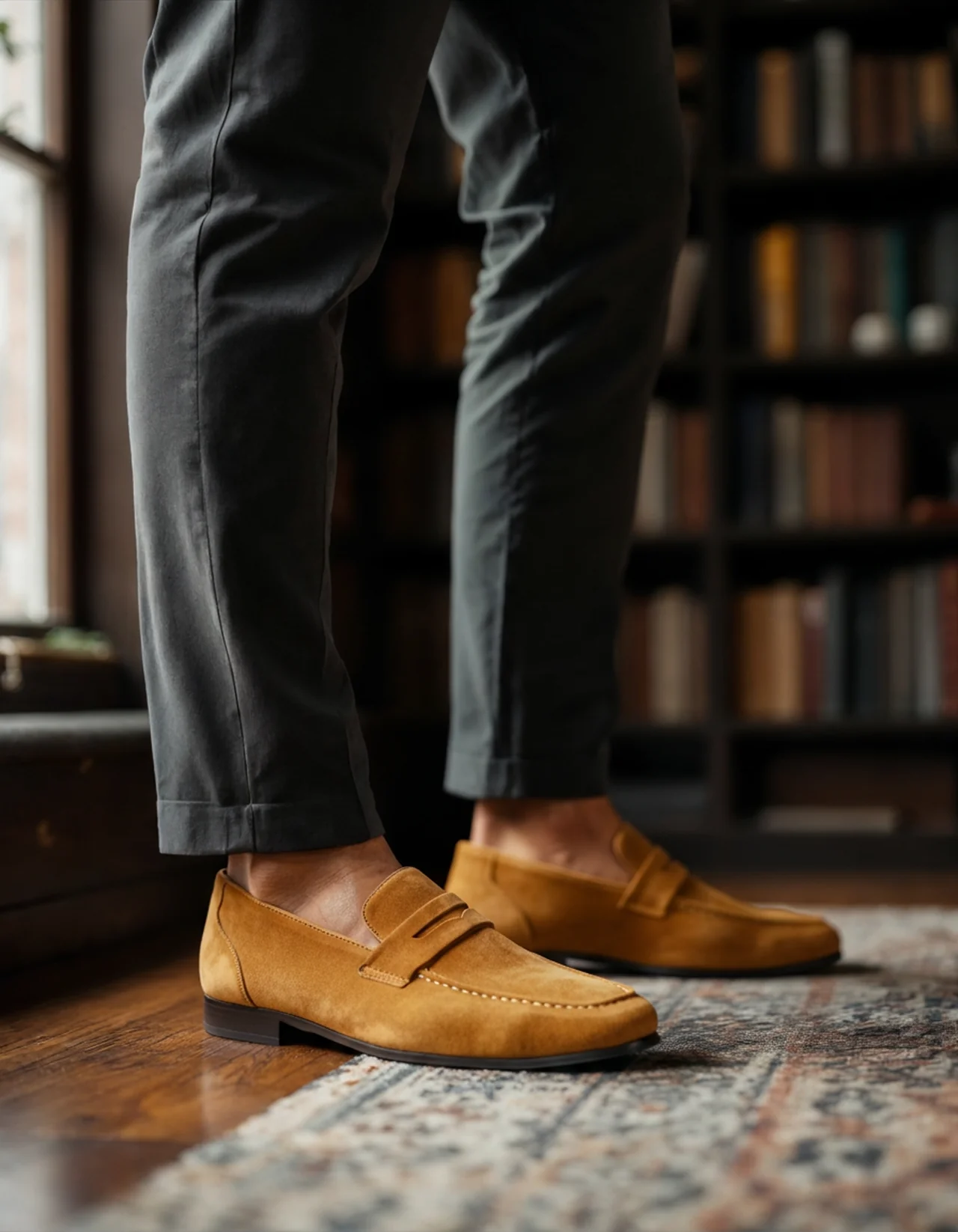 Mocasines clásicos de ante - Caramelo