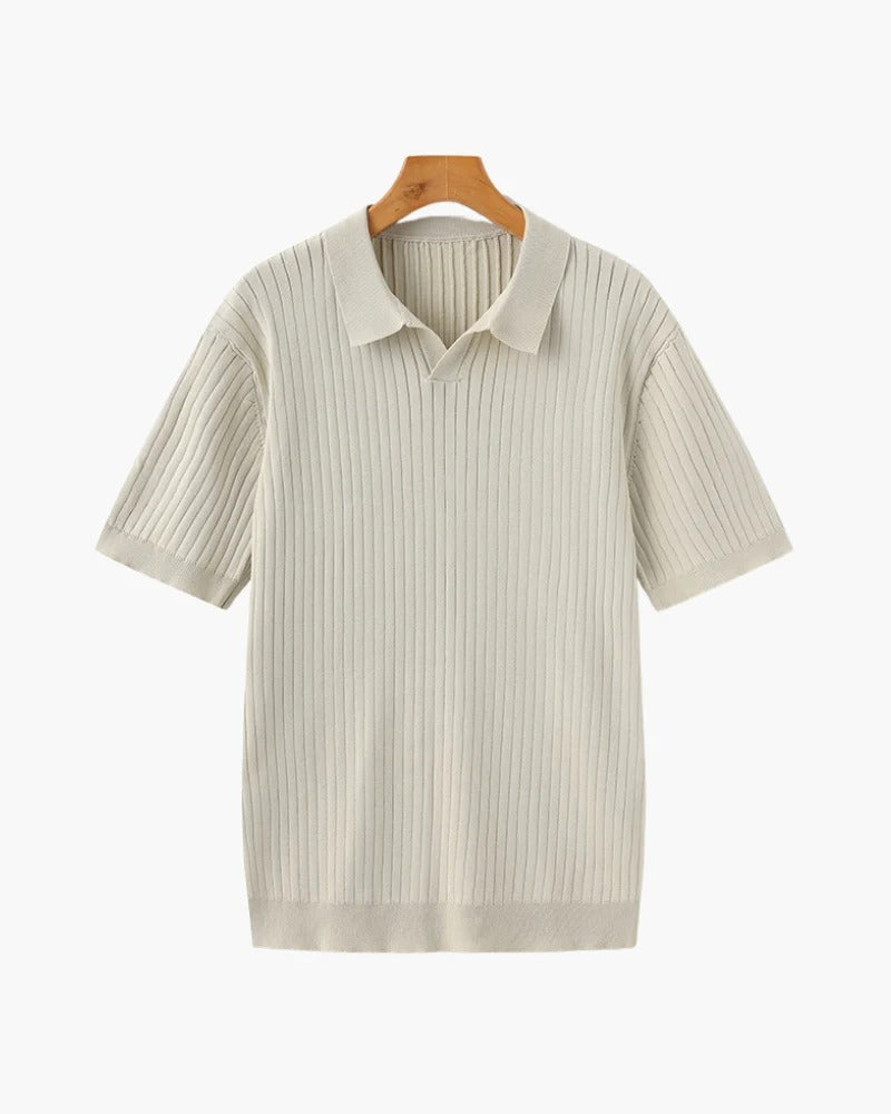 Polo de Punto Acanalado – Crema