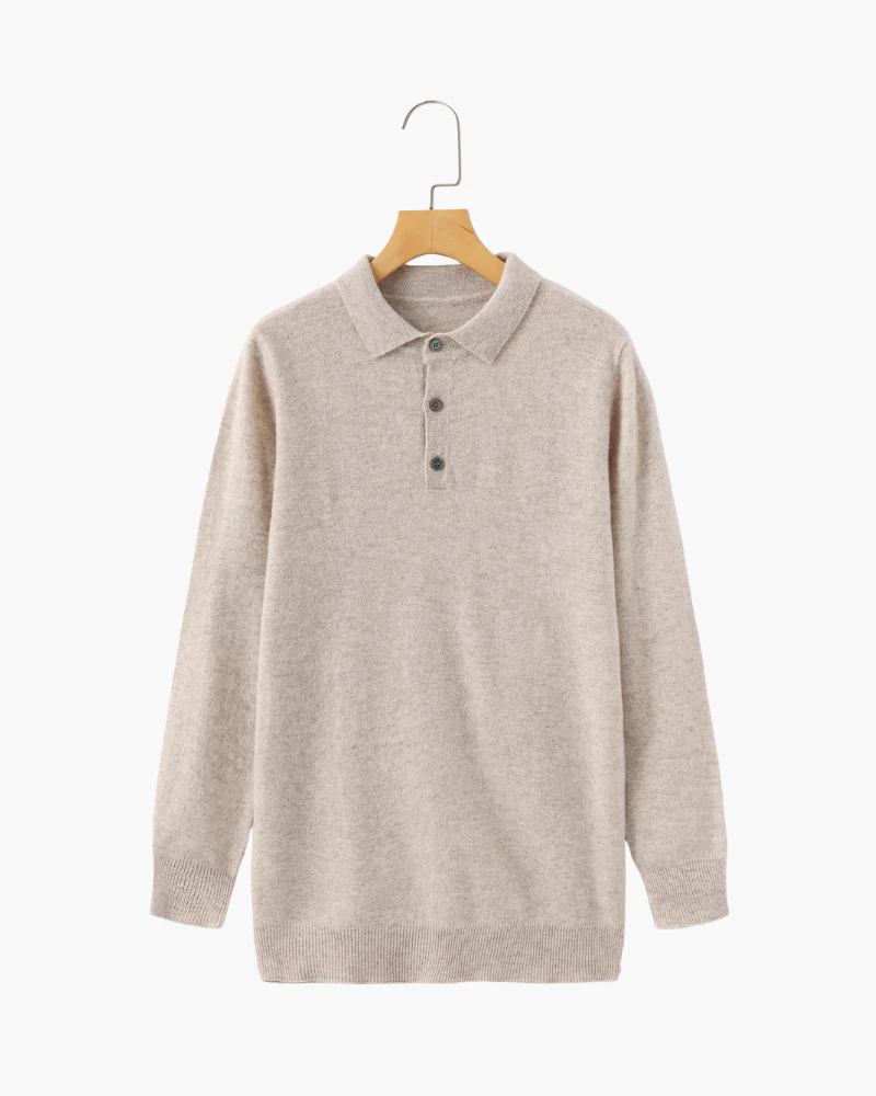 Suéter Polo de Cachemira – Beige