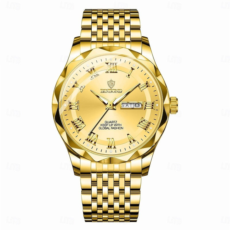 Reloj Romano con Calendario - Dorado