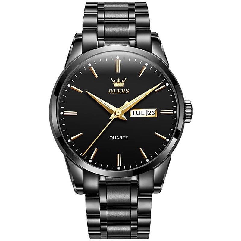 Reloj de Acero Minimalista - Negro/Dorado