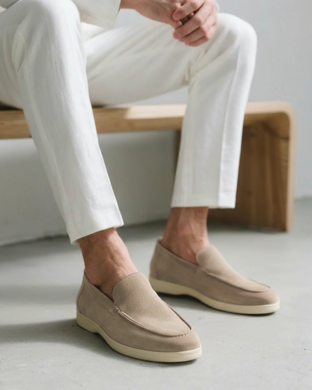 Mocasines de ante confort - Topo