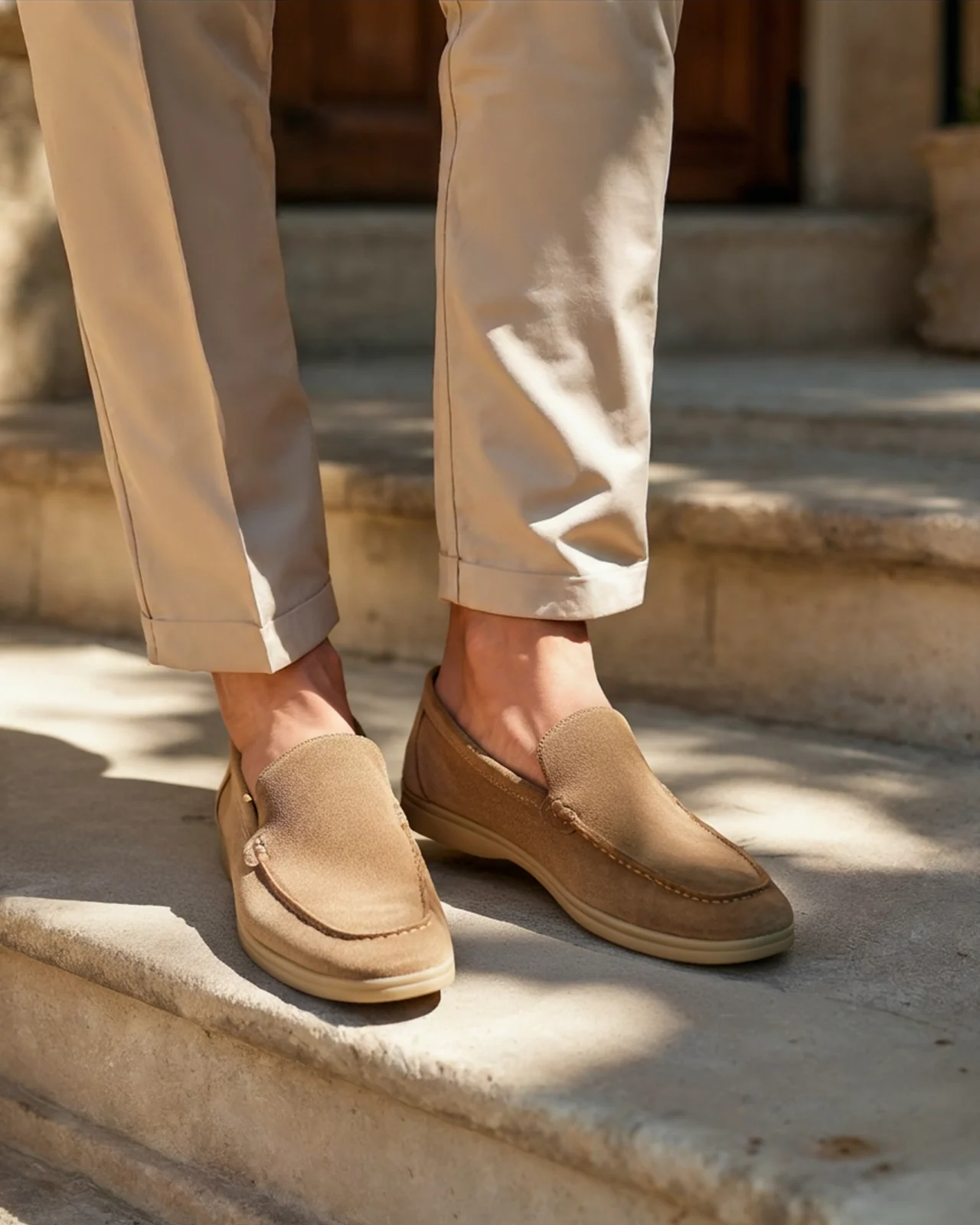 Slip-ons de ante de lujo - Caramelo