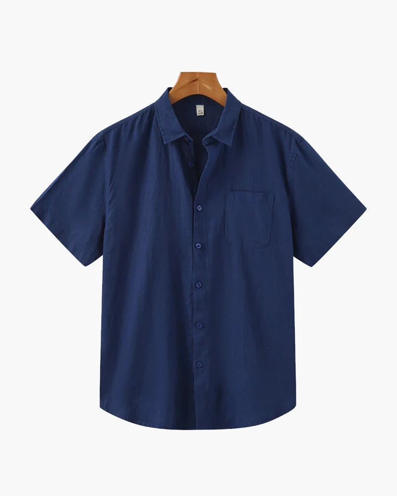 Camisa Clásica de Lino – Azul