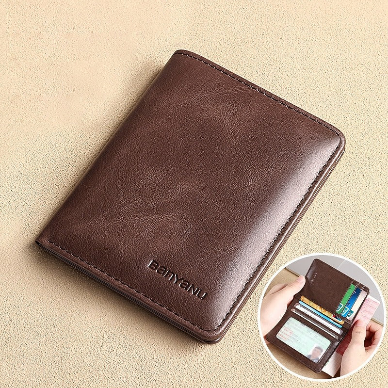 Cartera de Cuero Antirrobo - Marrón