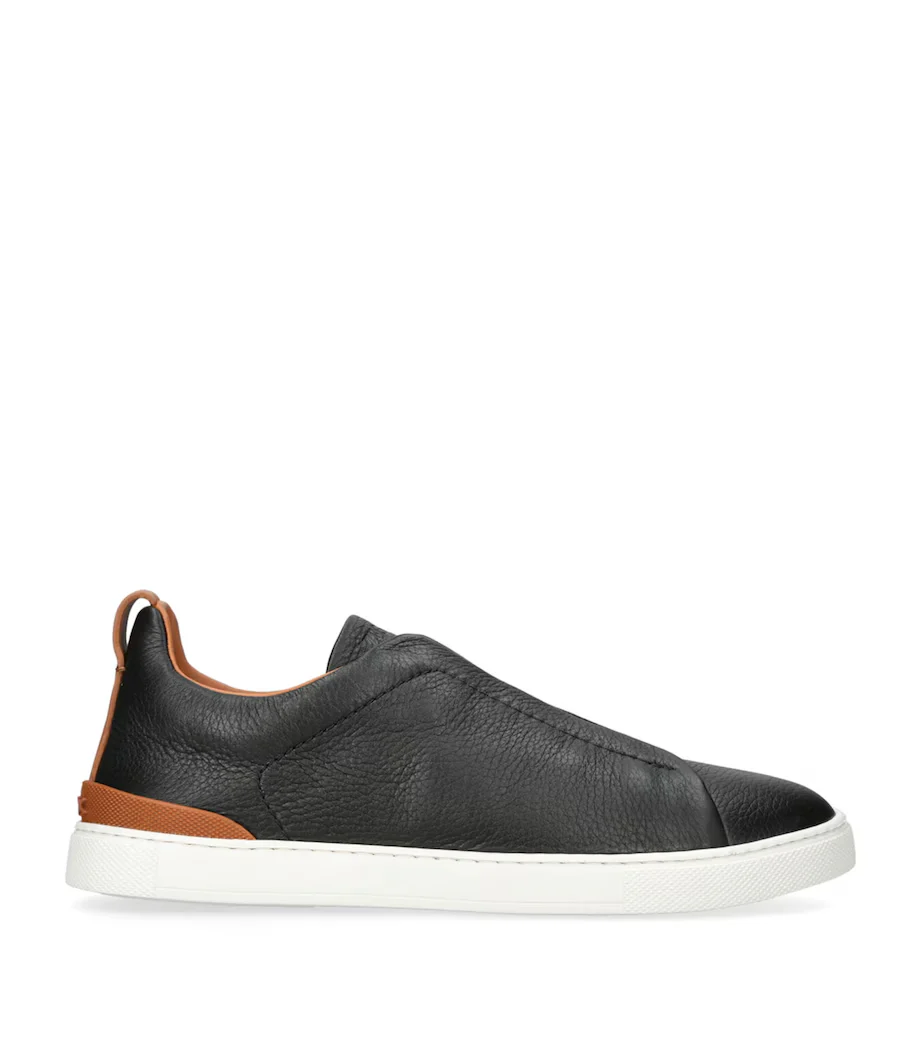 Triple Stitch Cuero Zapatillas Negro