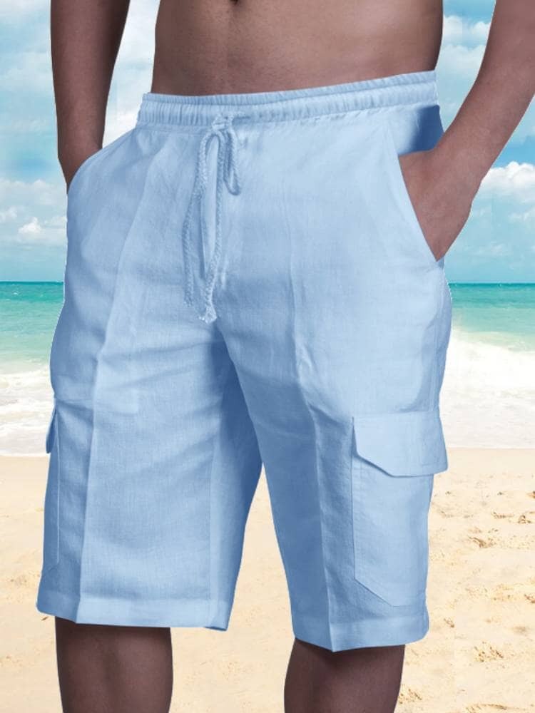 Shorts Cargo de Lino - Azul Marino