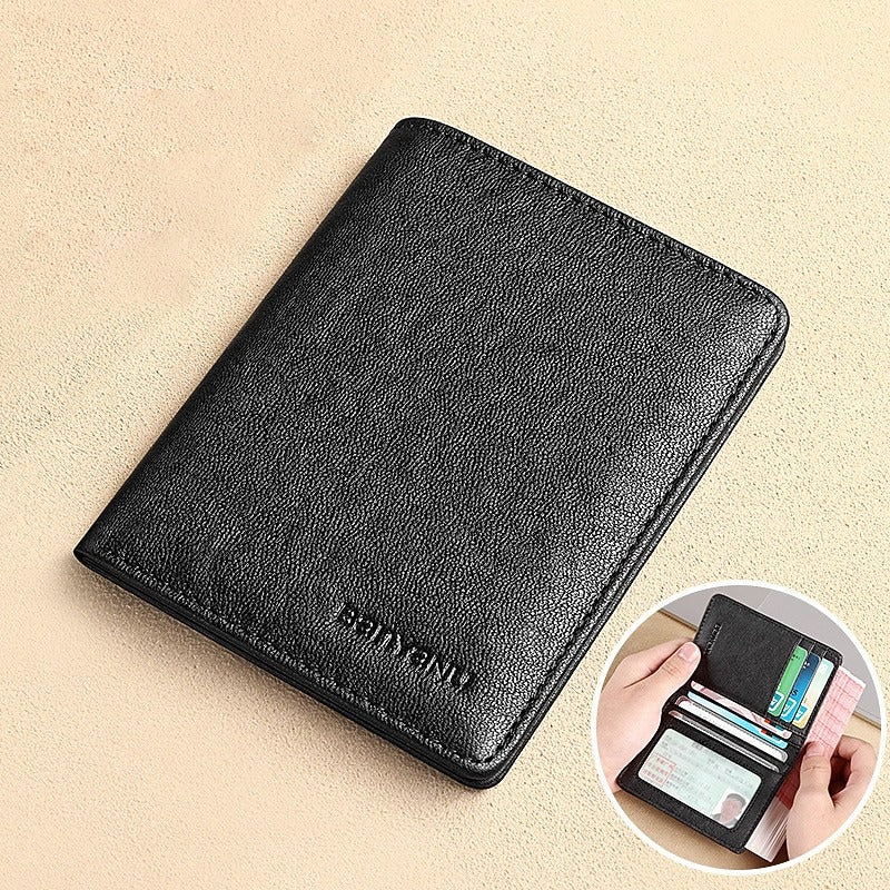 Cartera de Cuero Antirrobo - Fibra de Carbono Negra