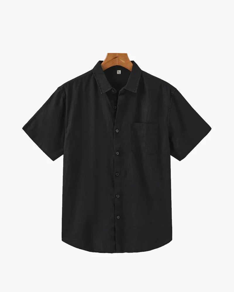 Camisa Clásica de Lino – Negro