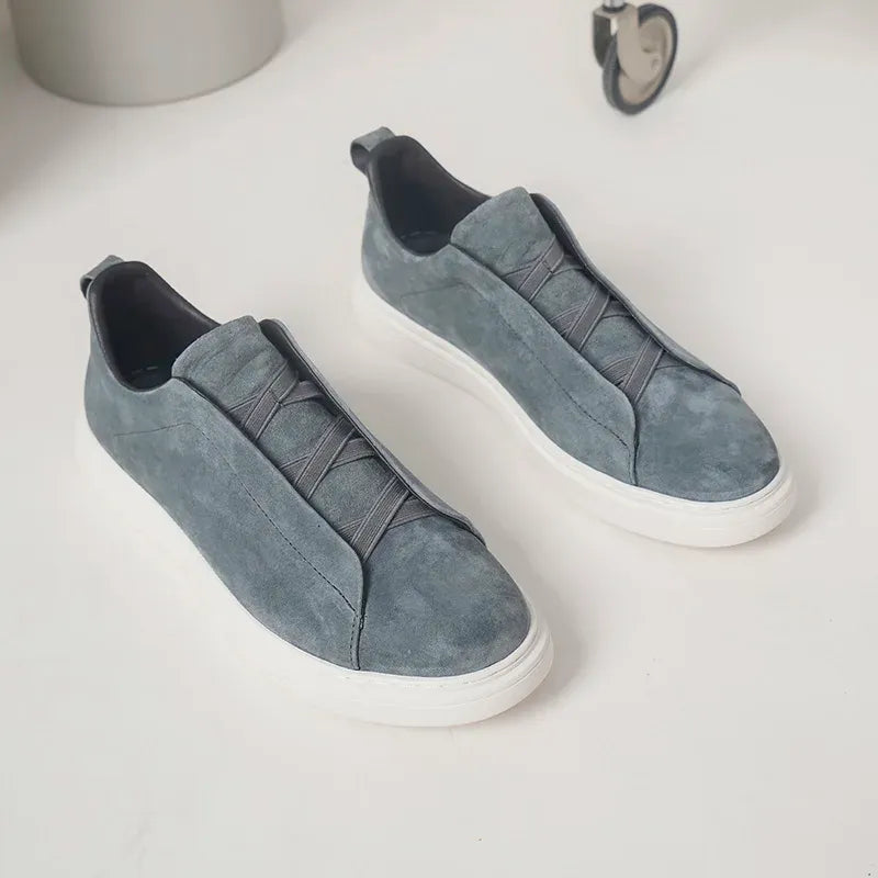 Tenis Confort en Camurça - Azul grisáceo