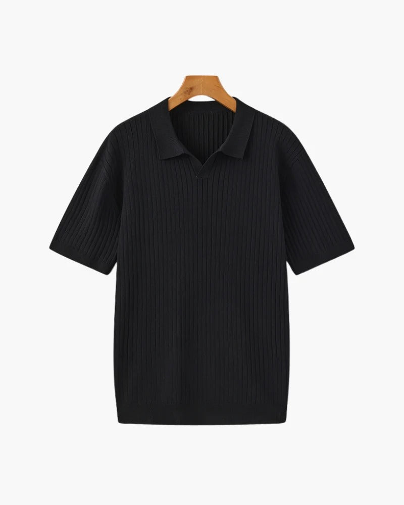 Polo de Punto Acanalado – Negro