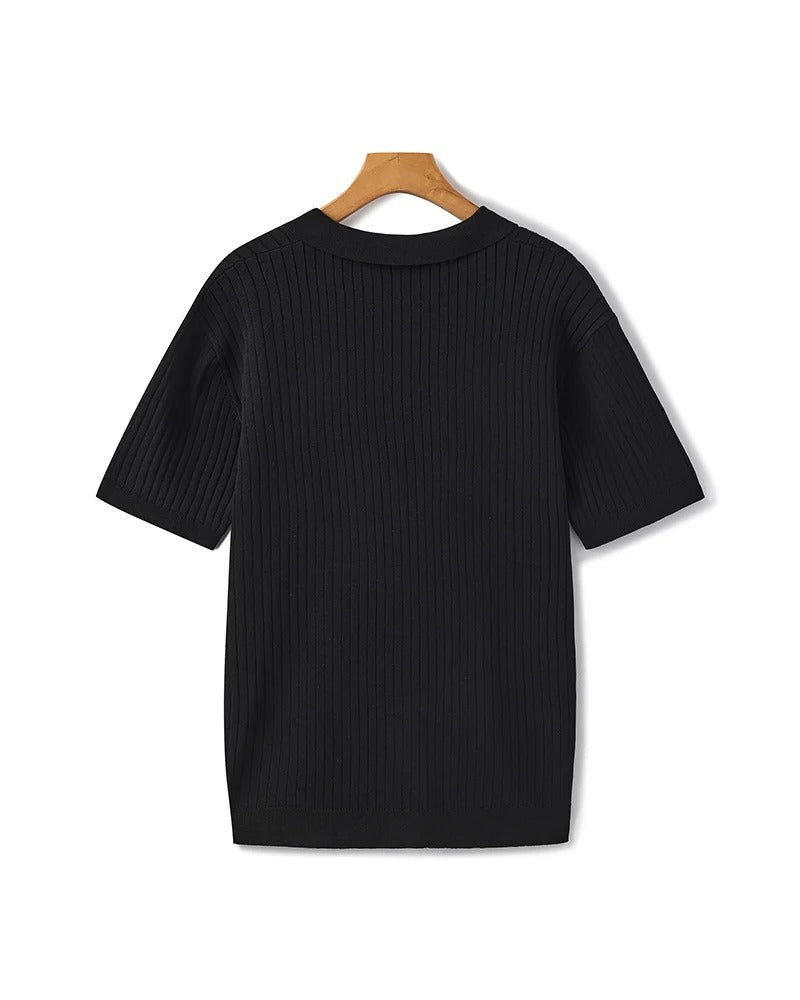 Polo de Punto Acanalado – Negro