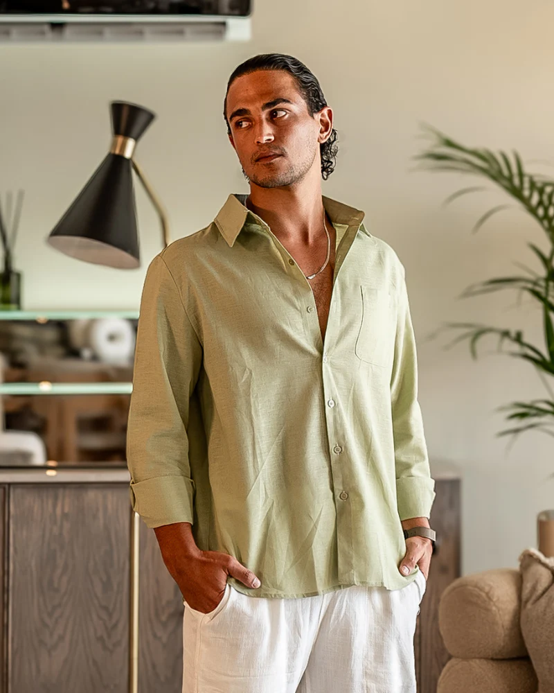 Camisa Linen Breeze – Verde Menta