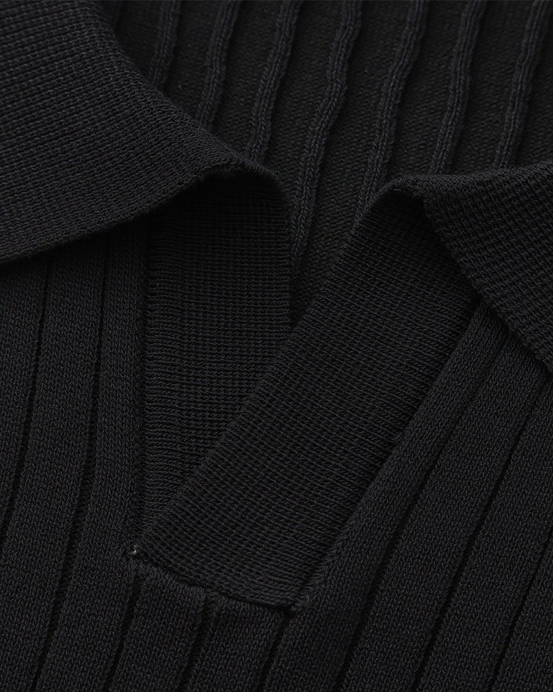 Polo de Punto Acanalado – Negro
