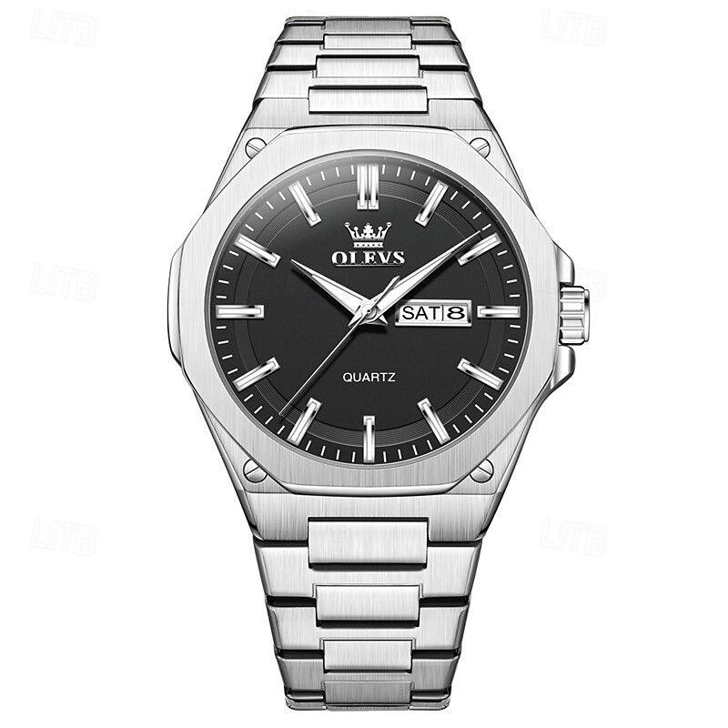 Reloj Octagonal de Acero - Azul/Plata