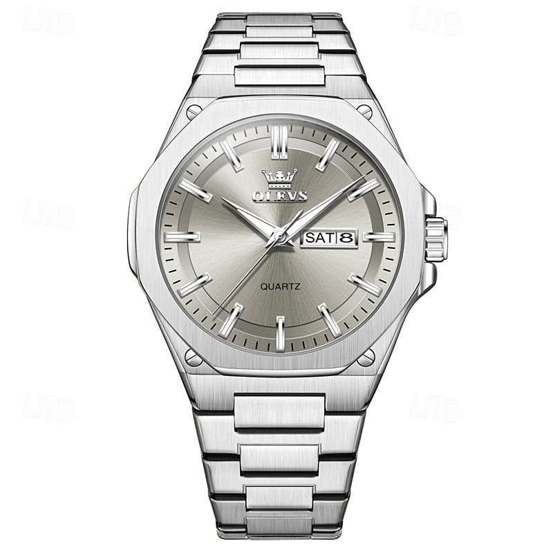 Reloj Octagonal de Acero - Negro/Plata