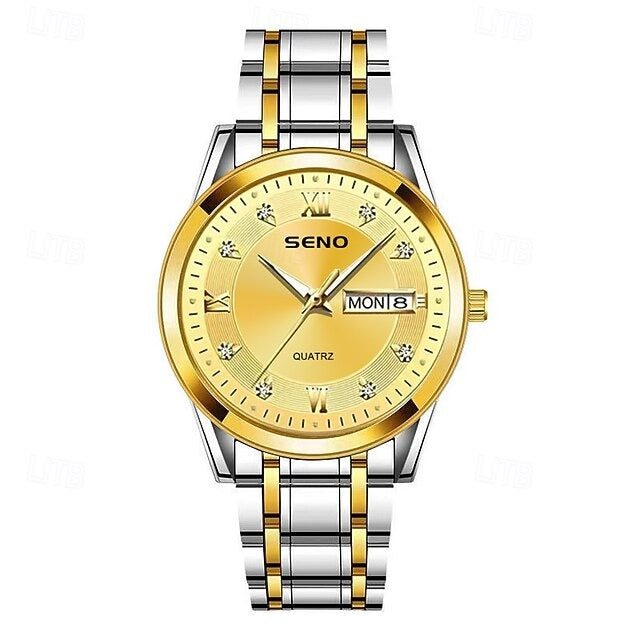Reloj Romano con Doble Calendario - Plata/Dorado