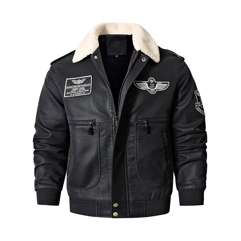 Chaqueta Bomber Cuero Forrada - Marrón