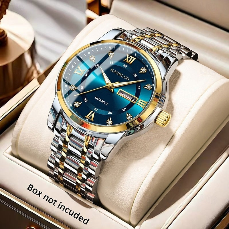 Reloj Luminoso con Calendario - Azul/Plata/Dorado