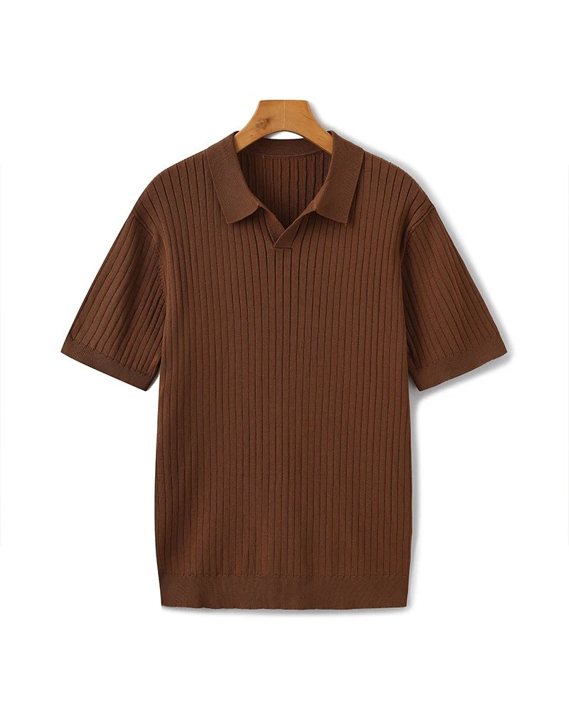 Polo de Punto Acanalado – Marrón
