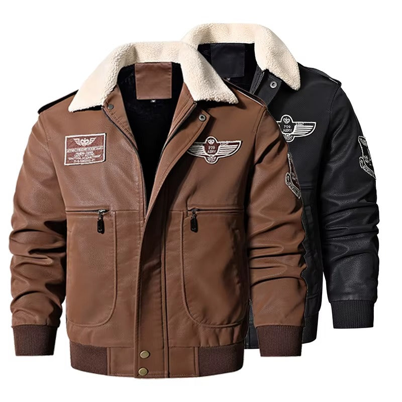 Chaqueta Bomber Cuero Forrada - Marrón