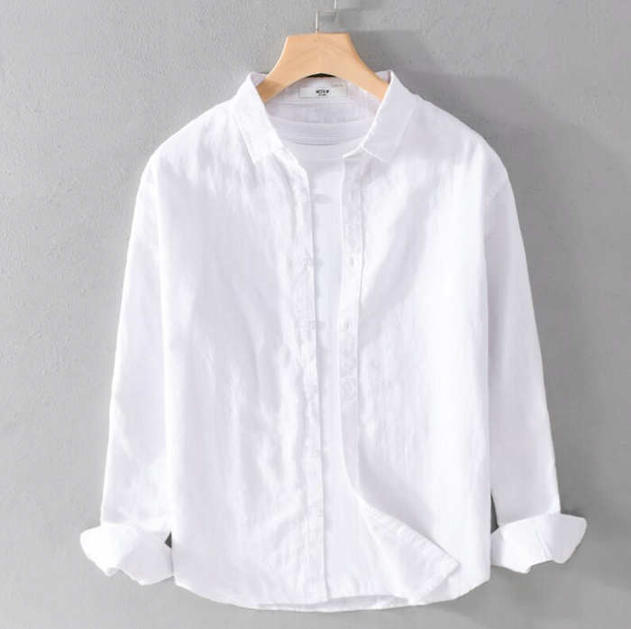 Camisa de Lino Manga Larga Harbor – Blanco
